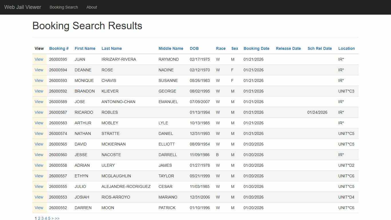 BookingSearchDetail - Web Jail Viewer